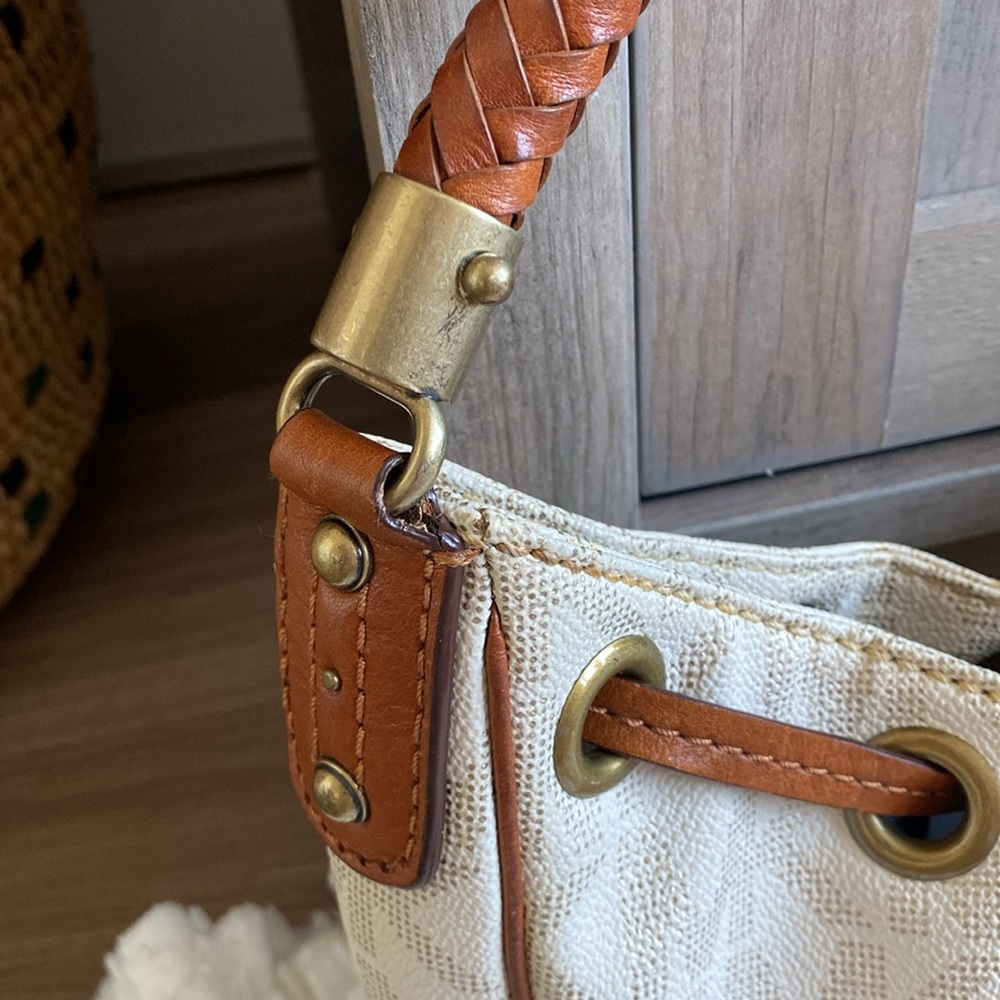 Michael Kors Brown Braided Handle Hobo Style Bohemian Shoulder Bag - Picture 3 of 13